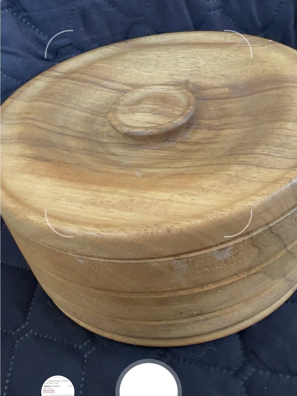 Vintage OliveWood Hand Crafted  Chapati/Tortilla Container with lid. Trinket box
